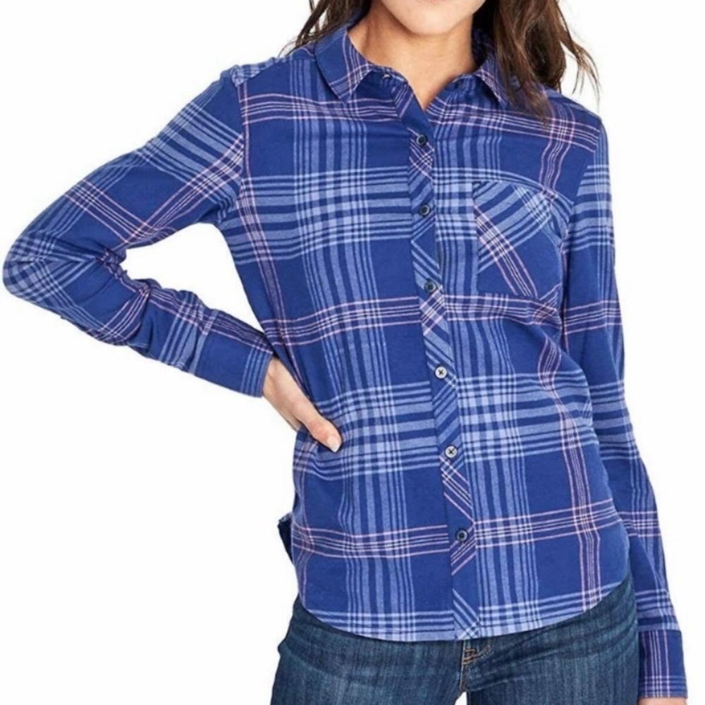 Orvis Blue Plaid Flannel Button Down Shirt